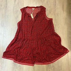 Max Studio Red Floral Tiered Dress Sz 2X